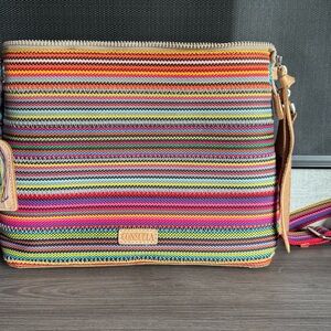 Consuela Red and Pink Crossbody Bag Vibrant Stripes